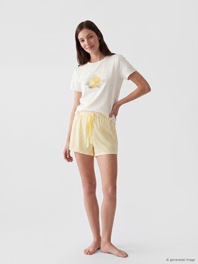 Şortlu Pijama Takımı SARI BASKILI
