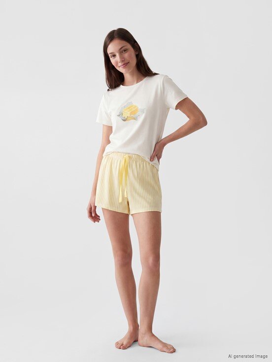Şortlu Pijama Takımı SARI BASKILI