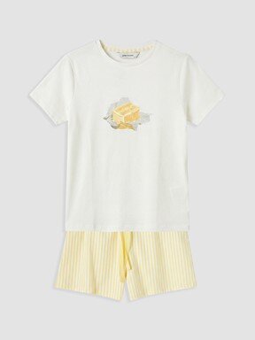 Şortlu Pijama Takımı SARI BASKILI