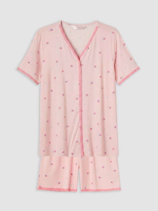 Pijama Takım PEMBE BASKILI