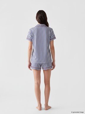 Şortlu Pijama Takımı LACİVERT ÇİZGİLİ