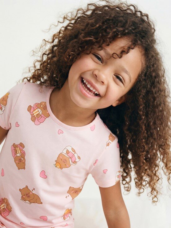 Şortlu Pijama Takımı AÇIK PEMBE BASKILI
