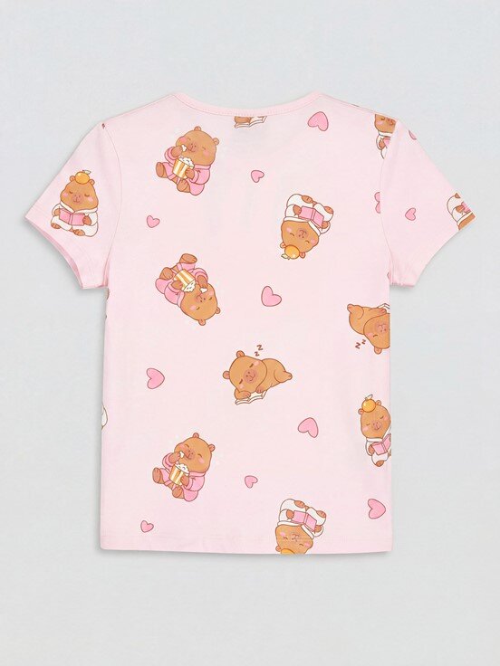 Şortlu Pijama Takımı AÇIK PEMBE BASKILI