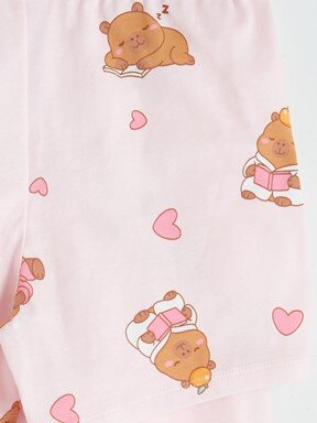 Şortlu Pijama Takımı AÇIK PEMBE BASKILI