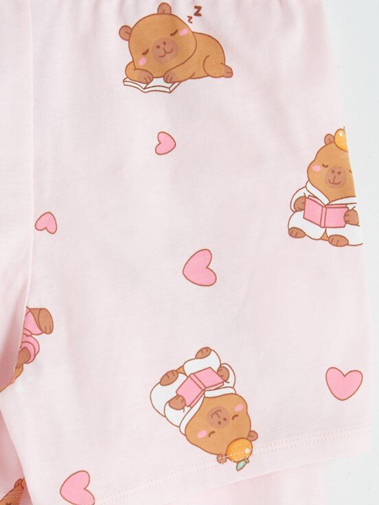 Şortlu Pijama Takımı AÇIK PEMBE BASKILI