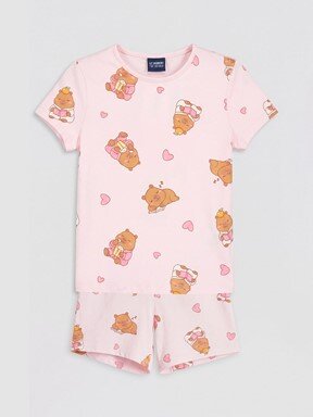 Şortlu Pijama Takımı AÇIK PEMBE BASKILI