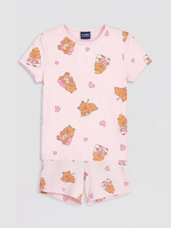 Şortlu Pijama Takımı AÇIK PEMBE BASKILI