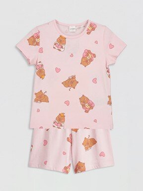 Şortlu Pijama Takımı AÇIK PEMBE BASKILI
