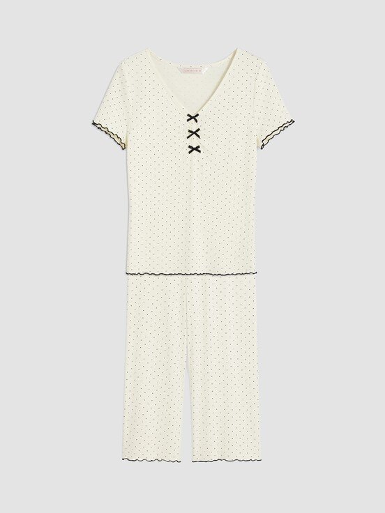 Kaprili Pijama Takımı EKRU BASKILI