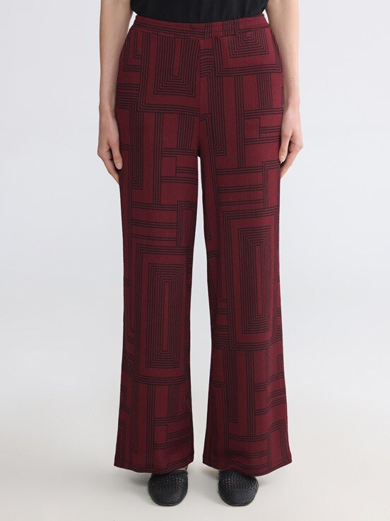 Pantolon KOYU BORDO BASKILI