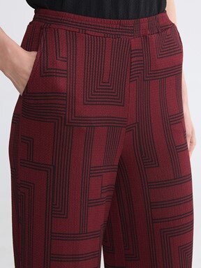 Pantolon KOYU BORDO BASKILI