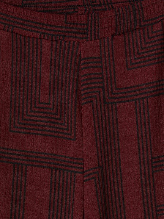 Pantolon KOYU BORDO BASKILI