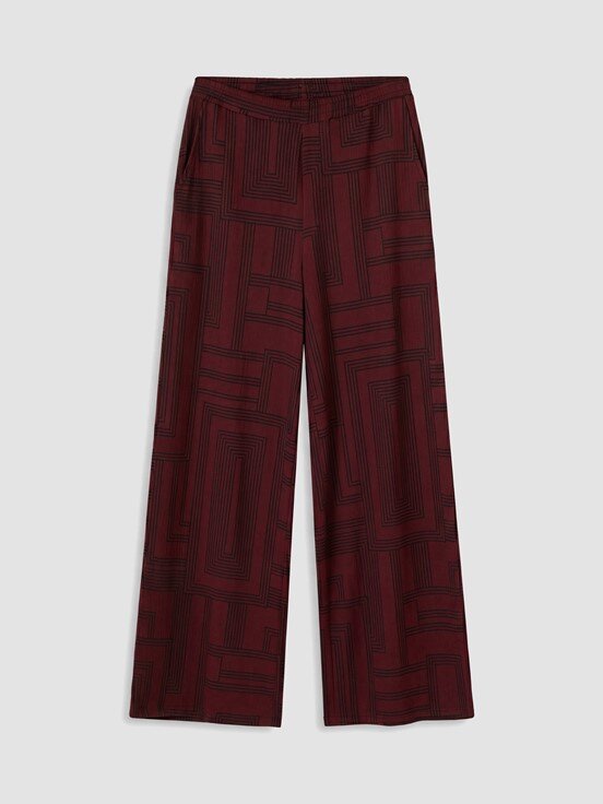Pantolon KOYU BORDO BASKILI