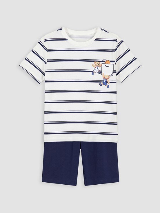 Şortlu Pijama Takımı EKRU BASKILI
