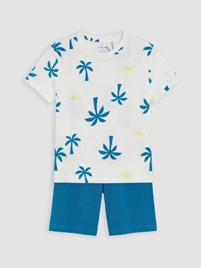Şortlu Pijama Takımı BEYAZ BASKILI