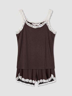 Şortlu Pijama Takımı KAHVERENGİ