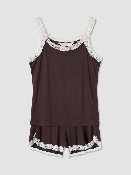 Şortlu Pijama Takımı KAHVERENGİ