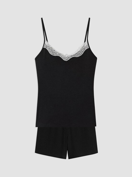 Şortlu Pijama Takımı YENİ SİYAH