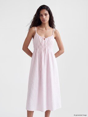 Elbise PEMBE ÇİZGİLİ