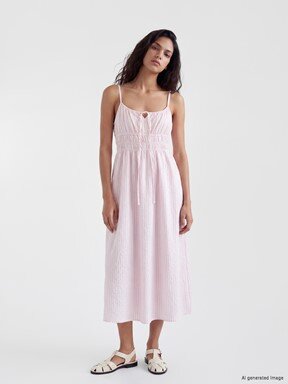 Elbise PEMBE ÇİZGİLİ