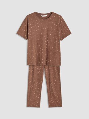 Pijama Takım AÇIK KAHVERENGİ BASKILI