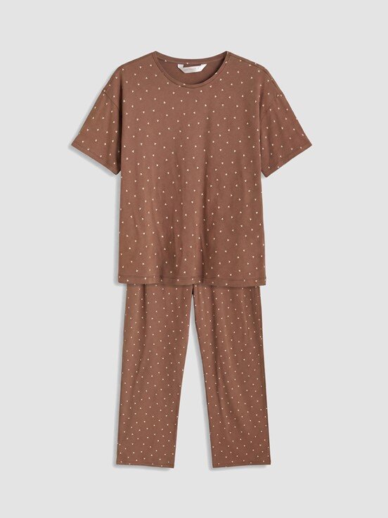 Pijama Takım AÇIK KAHVERENGİ BASKILI