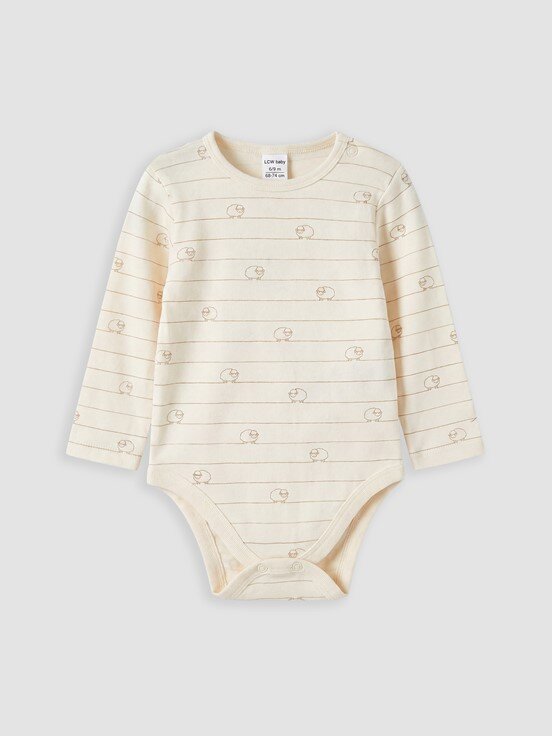 Çıtçıtlı Body KREM BASKILI