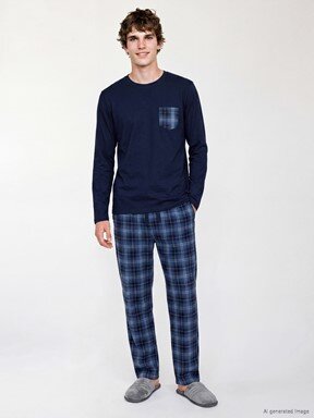 Pijama Takım LACİVERT BASKILI