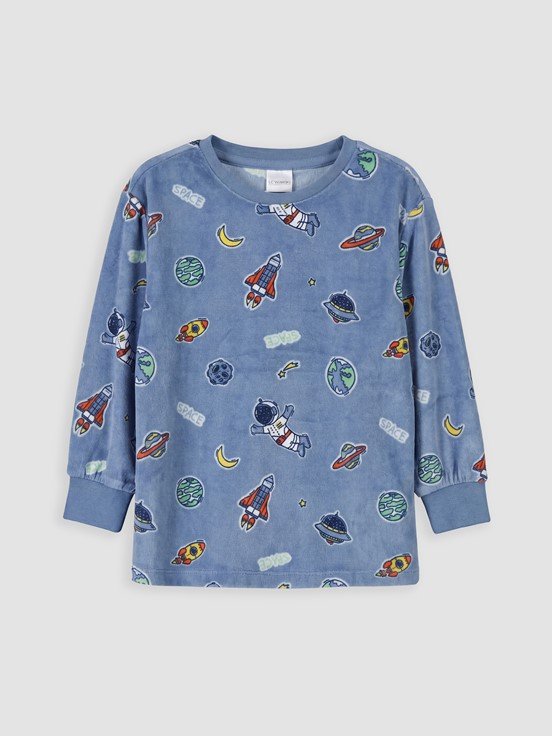 Pijama Takım MAT MAVİ BASKILI