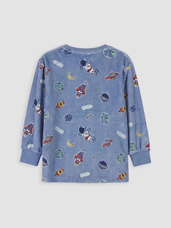 Pijama Takım MAT MAVİ BASKILI