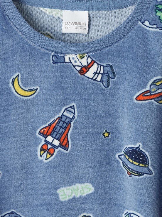 Pijama Takım MAT MAVİ BASKILI