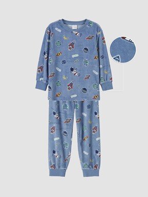 Pijama Takım MAT MAVİ BASKILI