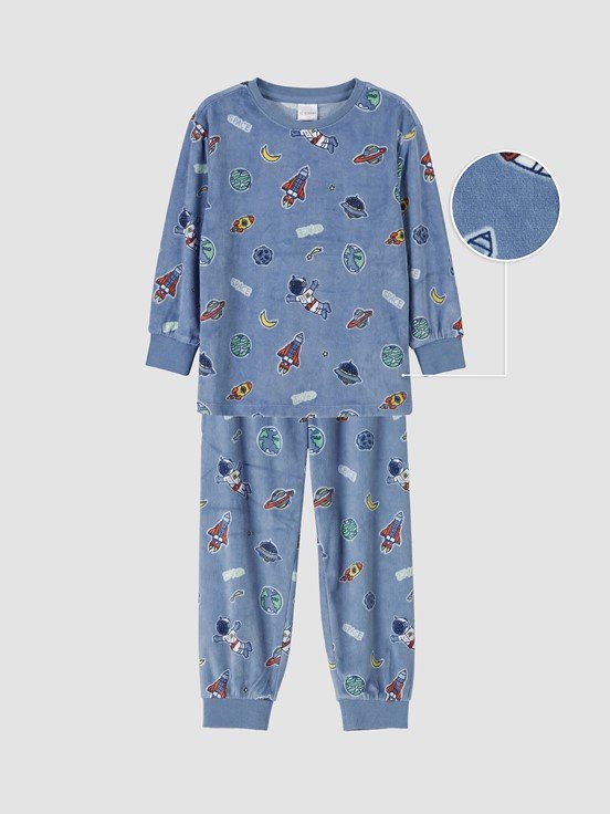 Pijama Takım MAT MAVİ BASKILI