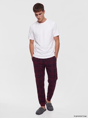 Pijama Alt İNDİGO BASKILI