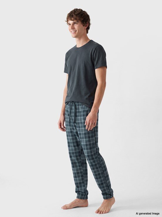 Pijama Alt İNDİGO BASKILI