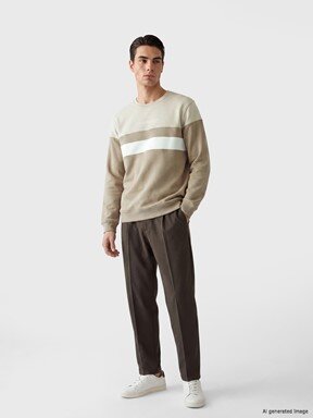 Sweatshirt BEJ ÇİZGİLİ