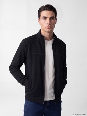 Fermuarlı Sweatshirt LACİVERT