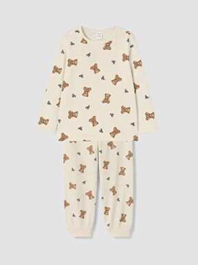 Pijama Takım KREM BASKILI