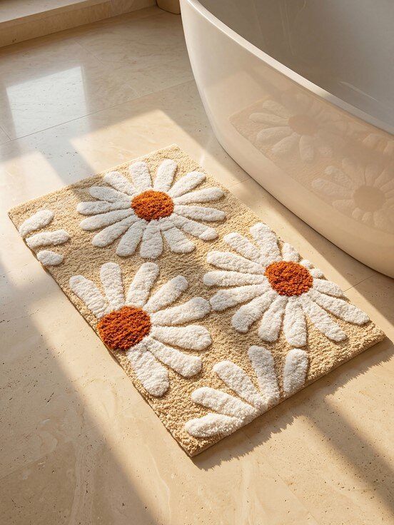 Banyo Paspası BEJ BASKILI