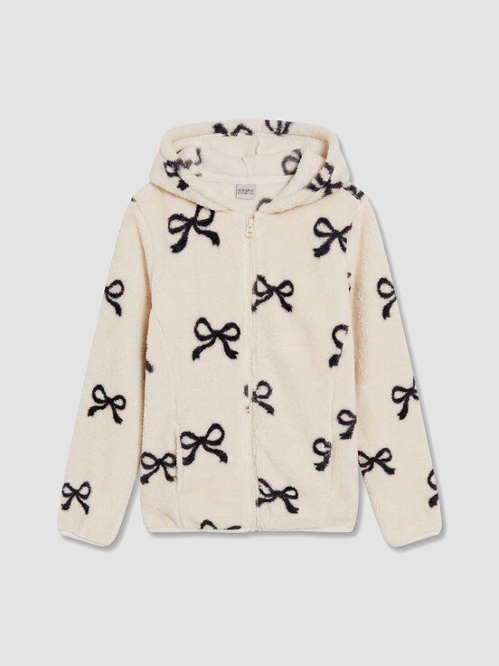 Fermuarlı Sweatshirt BEJ BASKILI