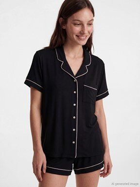 Şortlu Pijama Takımı YENİ SİYAH