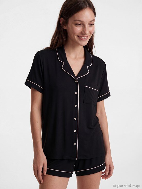 Şortlu Pijama Takımı YENİ SİYAH
