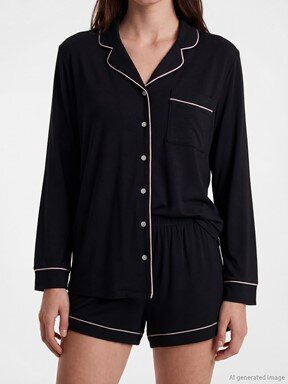 Şortlu Pijama Takımı YENİ SİYAH