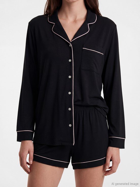 Şortlu Pijama Takımı YENİ SİYAH