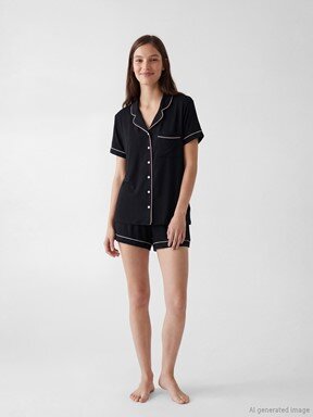 Şortlu Pijama Takımı YENİ SİYAH