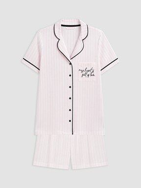 Şortlu Pijama Takımı EKRU BASKILI