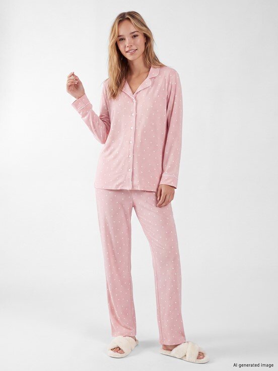 Pijama Takım PEMBE BASKILI