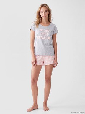 Şortlu Pijama Takımı AÇIK PEMBE BASKILI