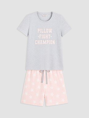 Şortlu Pijama Takımı AÇIK PEMBE BASKILI