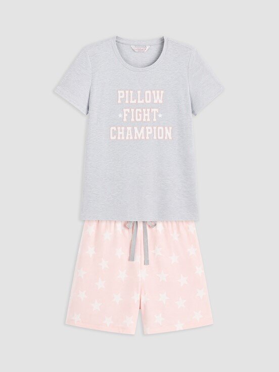 Şortlu Pijama Takımı AÇIK PEMBE BASKILI